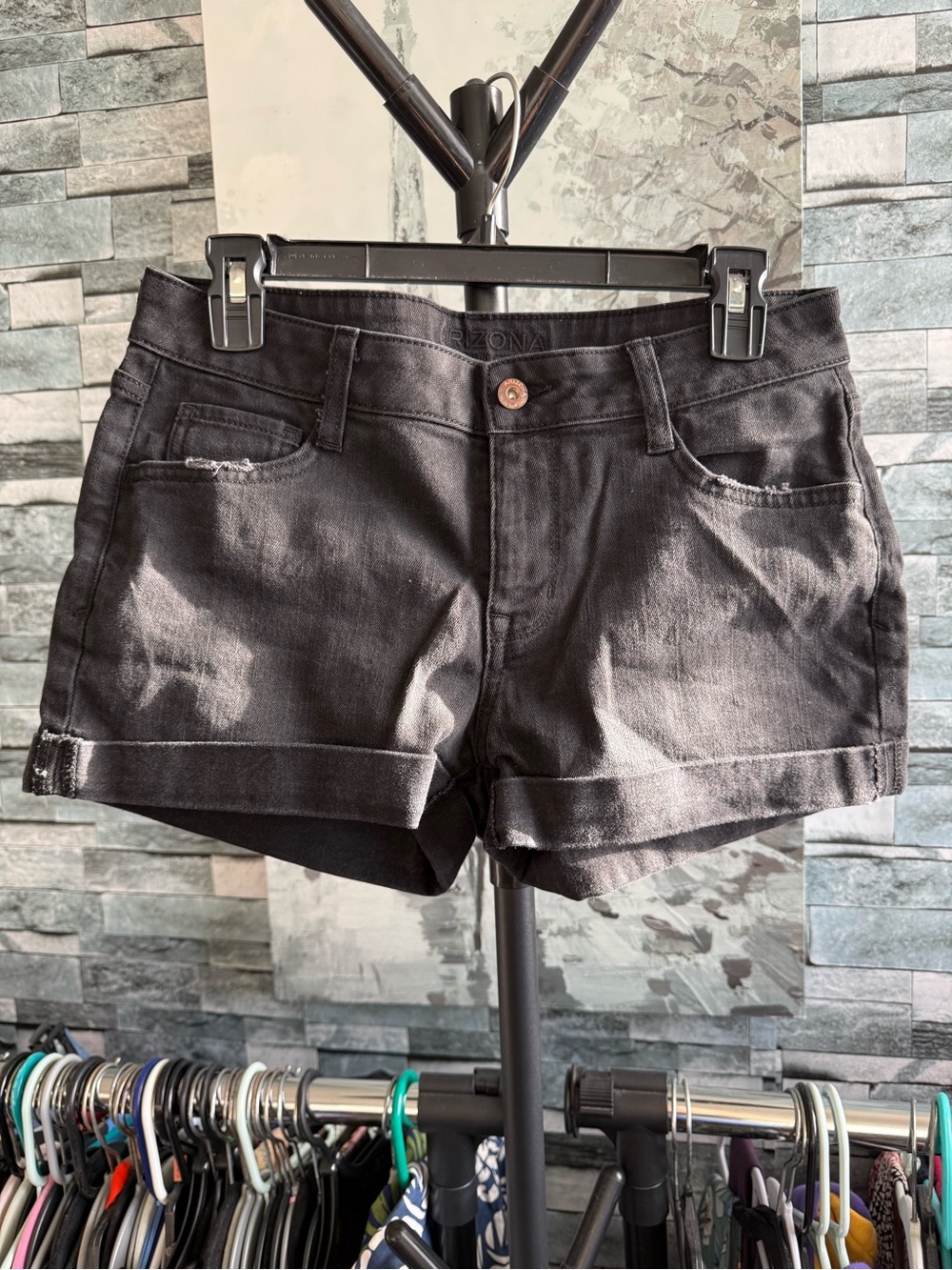 Arizona Jean Company Black Denim Cuffed Shorts